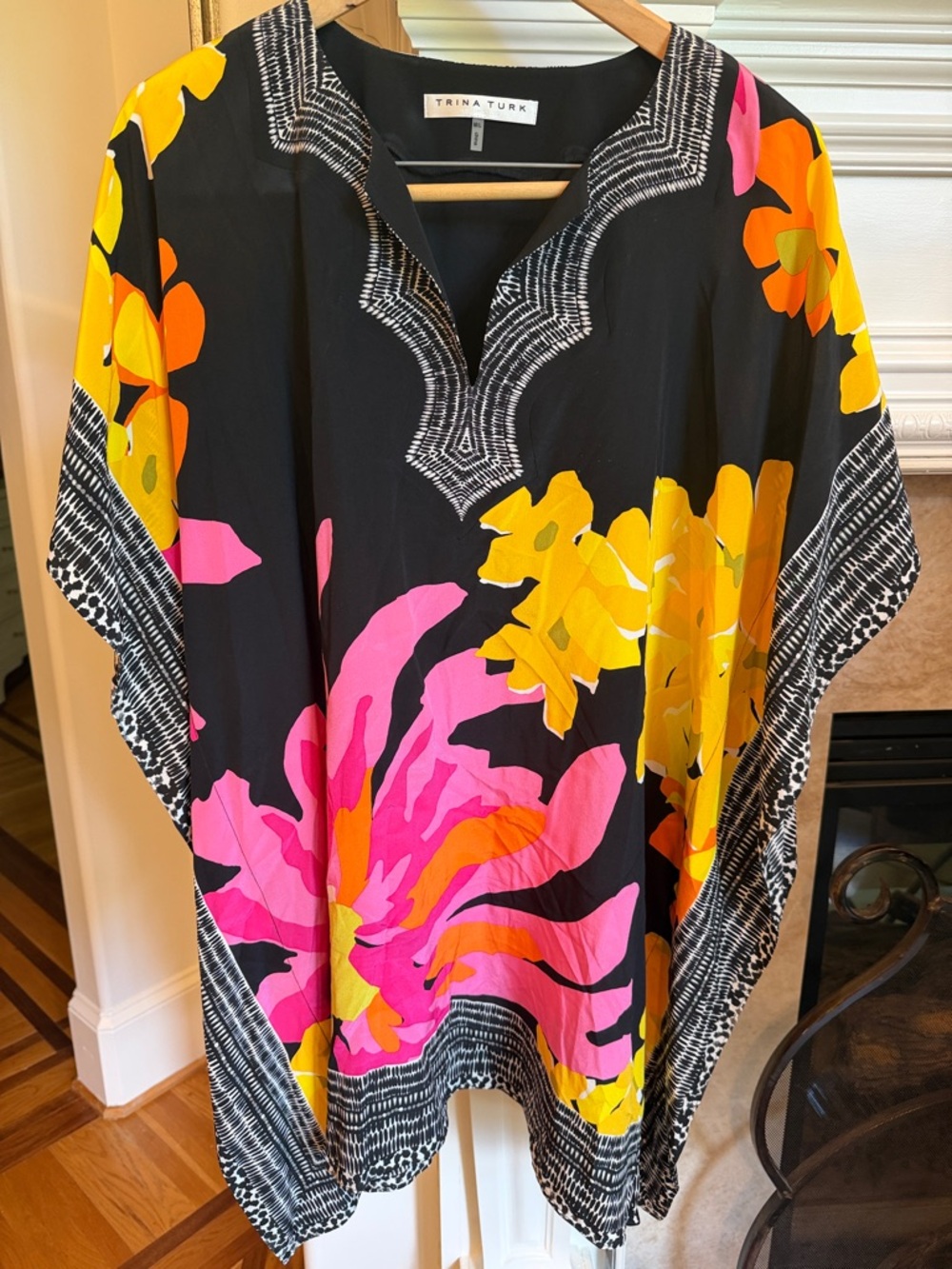Trina Turk floral caftan/beach cover up/mini dress (M/L)